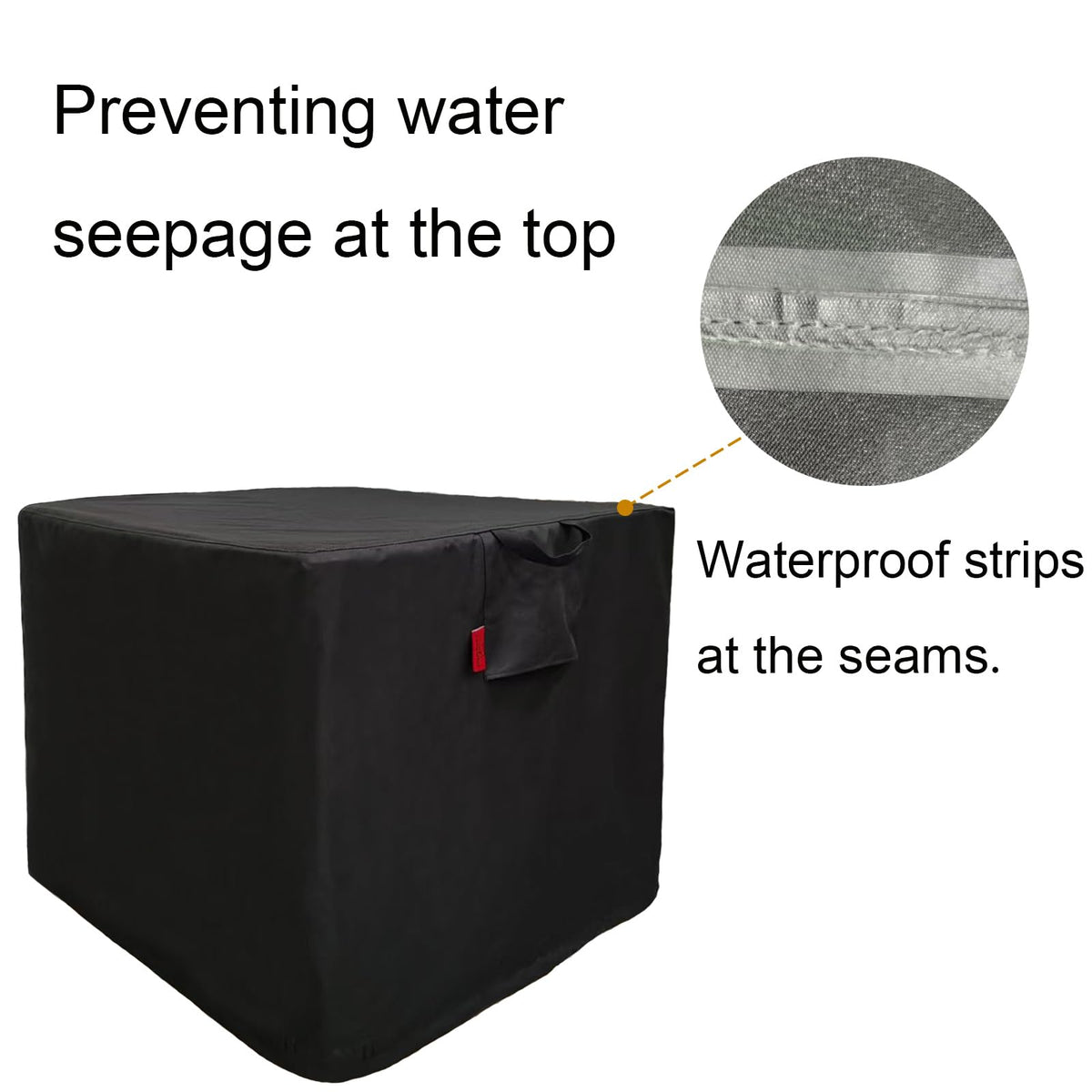 Outdoor Patio Fire Table Cover, Square Fading Resistant 600D Heavy Duty Firepit Cover, Joints Waterproof Strips 100%