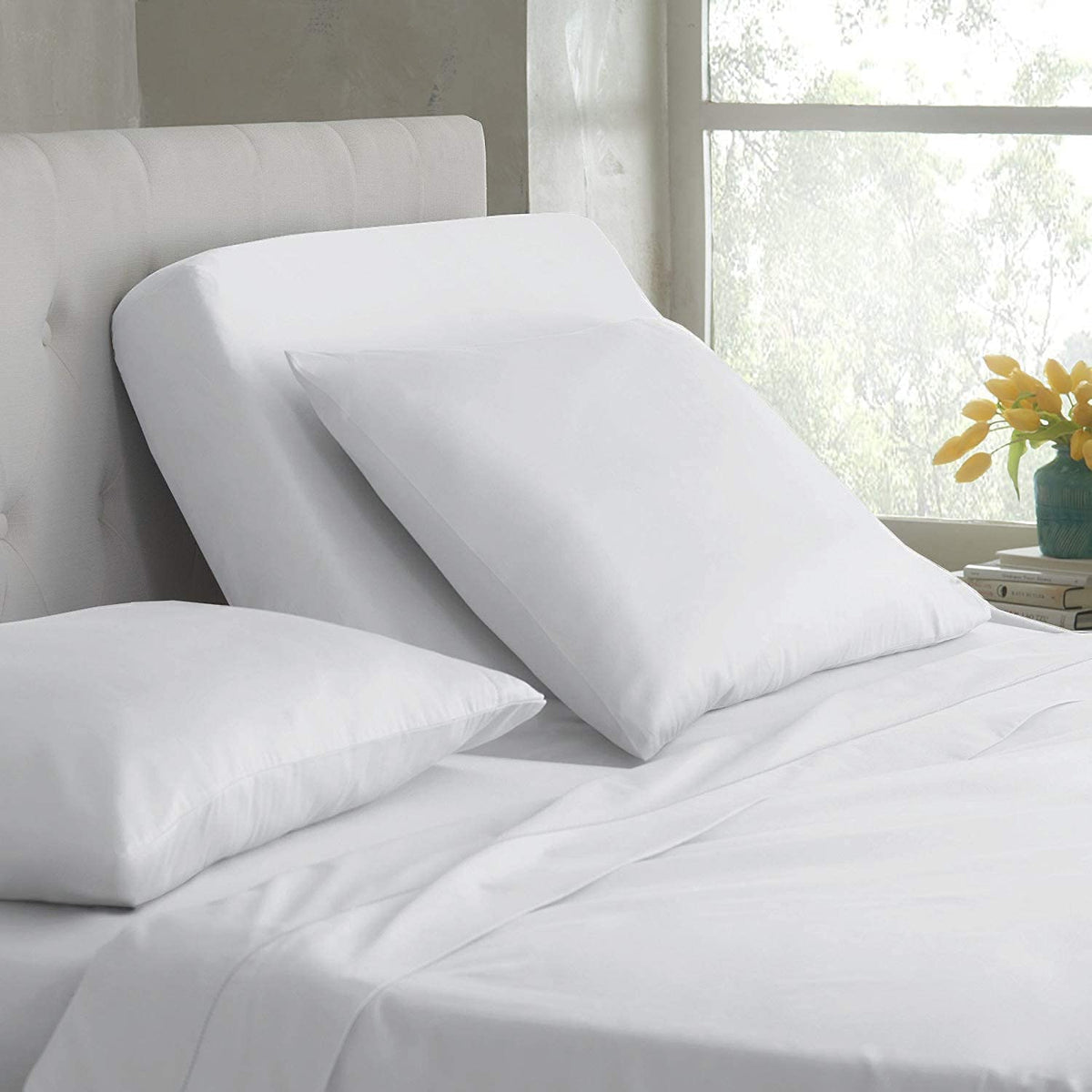 800 Thread Count - 100% Egyptian Cotton, Split Head Flex Sheet Set for Adjustable Bed 34" Split at The Top - 20" Deep
