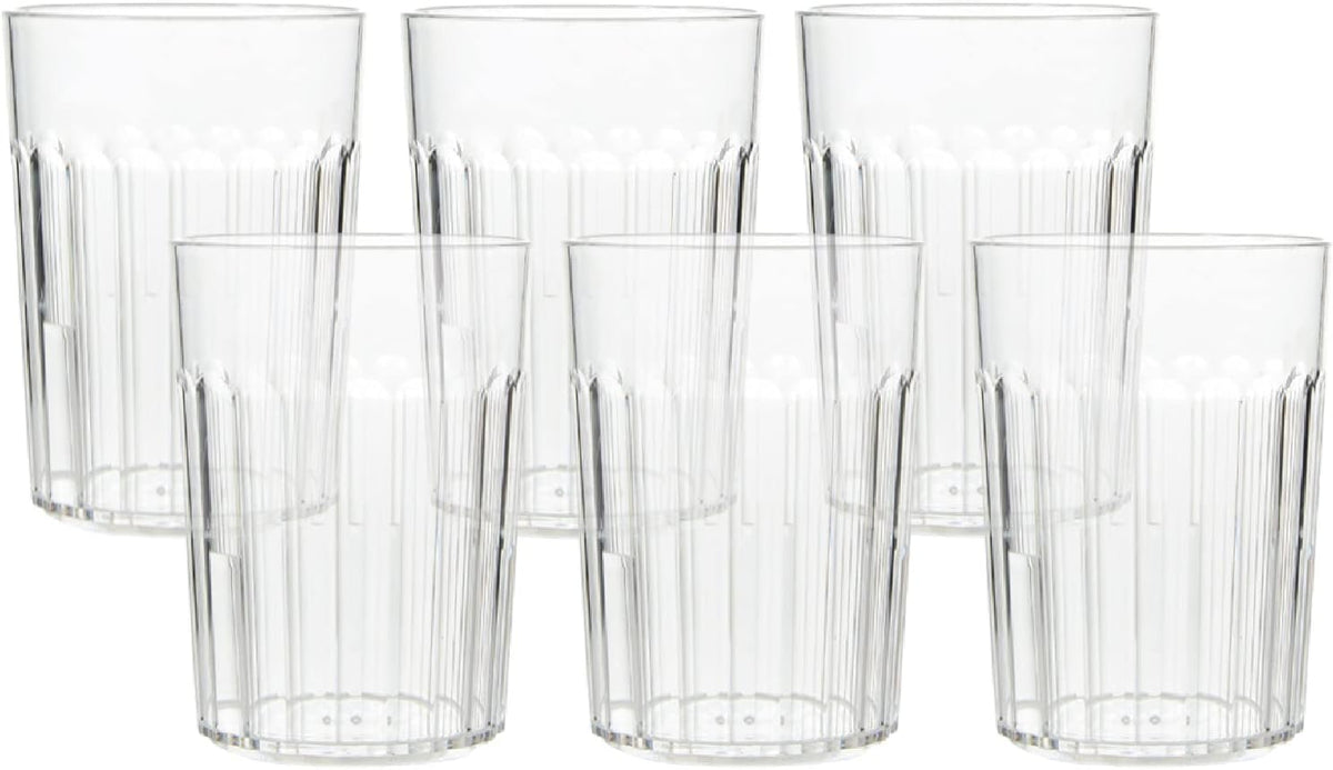 Arrow 10 oz Clear Plastic Tumblers - 6 pk - Break-Resistant Drinking Glasses Use - Dishwasher Safe - BPA Free - Made