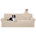 4 Seater Stretch Couch Cover for 3 Cushion Sofa, Beige