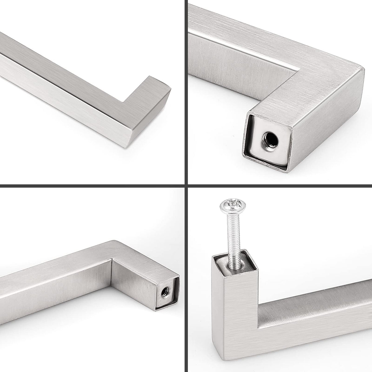 15 Pack 3-1/2 inch Hole Center Stainless Steel Cabinet Pulls in Brushed Nickel, Square Kitchen Cabinet Handles Bath