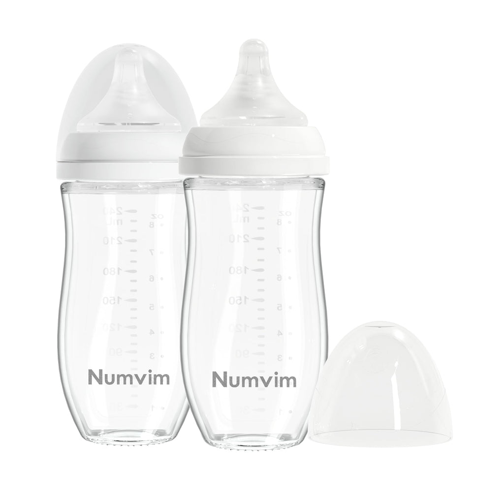 Natural Glass Baby Bottle, Gentle Flow Nipple(M) 8 Ounces 2 Count