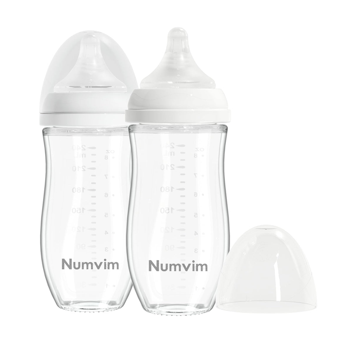 Natural Glass Baby Bottle, Gentle Flow Nipple(M) 8 Ounces 2 Count