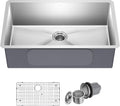 Stainless Steel 32 in 16 Gauge Undermount Sink KHU100-32 | 16-gauge TRU16 steel construction, rounded corners for