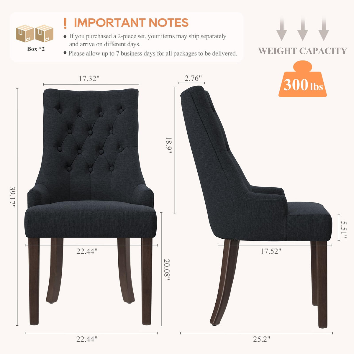 Wingback Set of 4, Black