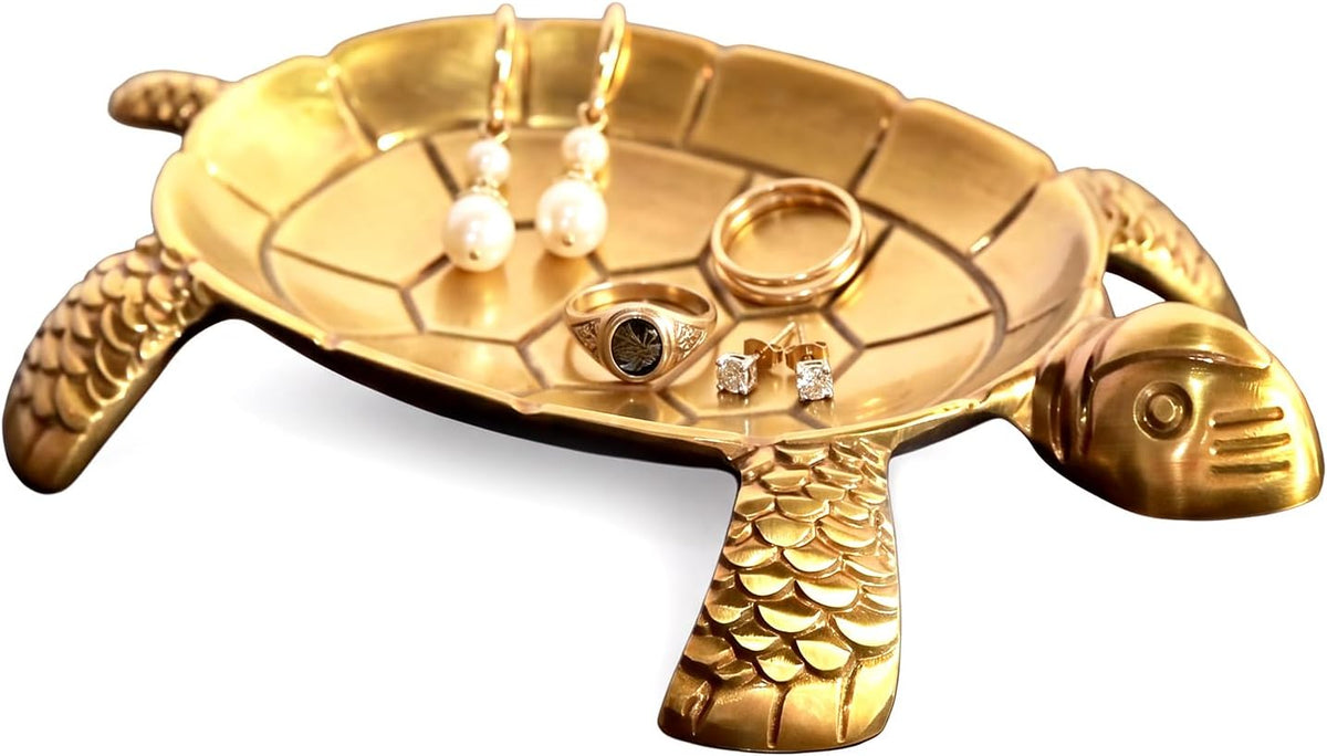 100% Solid Brass Turtle Jewelry Tray