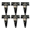 Heavy Duty T Hinge Tee T Strap Shed Gate Barn Fence Door Hinge Wrought Rustproof Black (6 pcs, 4 inch)