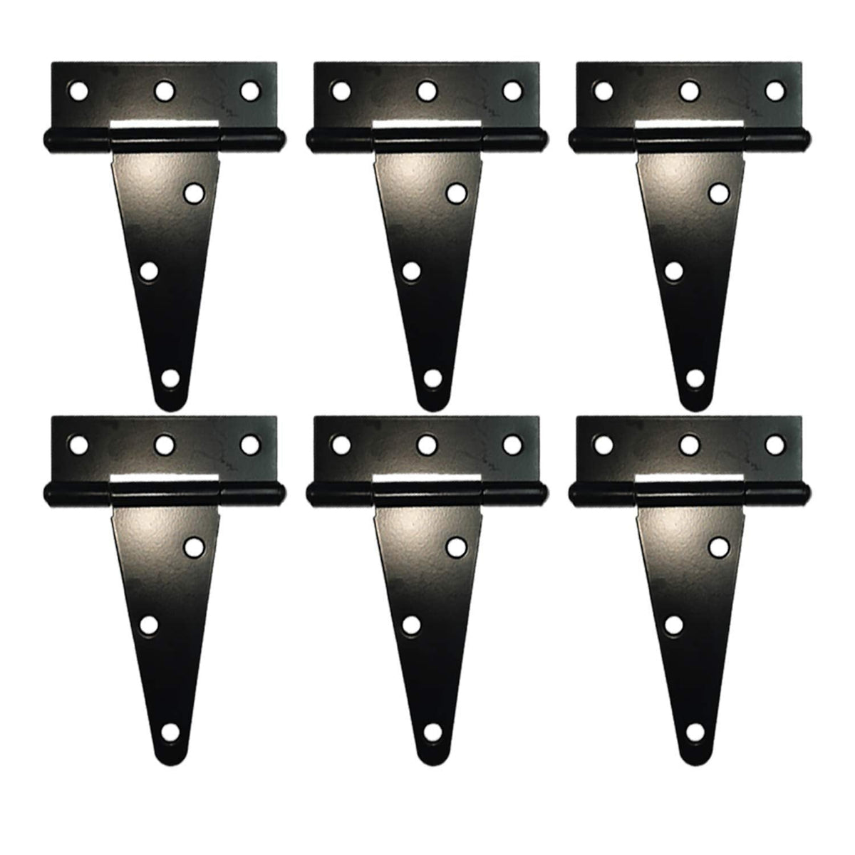 Heavy Duty T Hinge Tee T Strap Shed Gate Barn Fence Door Hinge Wrought Rustproof Black (6 pcs, 4 inch)