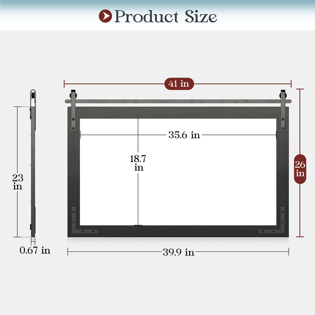 Farmhouse Mirror 41x26 Inch, Black Rustic Bathroom Mirror, Vanity Wood Framed Rectangular Wall Decorative Mirrors
