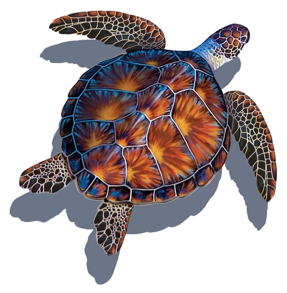 Sea Turtle Porcelain Swimming Pool Mosaic (11" x 11" with Shadow, Brown)