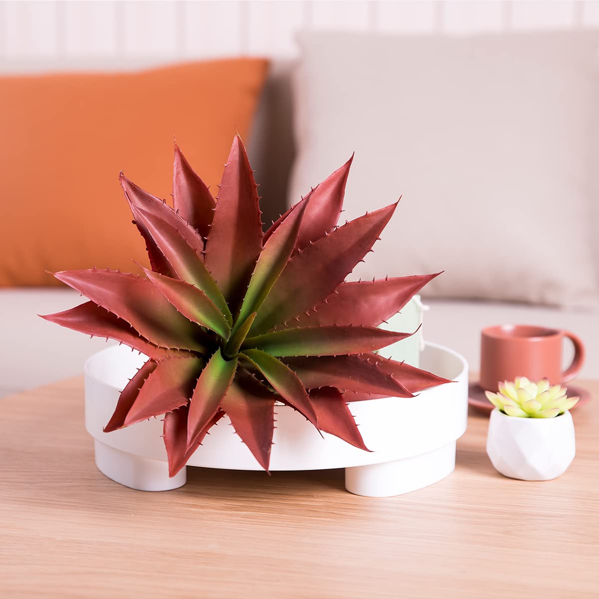 Succulents Plants Artificial Aloe Unpotted Outdoor UV Resistant, 1Pcs Red