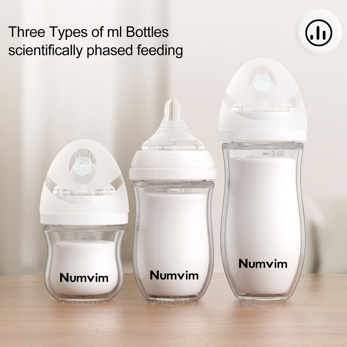 Natural Glass Baby Bottles Gentle & Slow Flow, Newborn Breastfeeding Bottle with Anti Colic Nipple for 0 Months