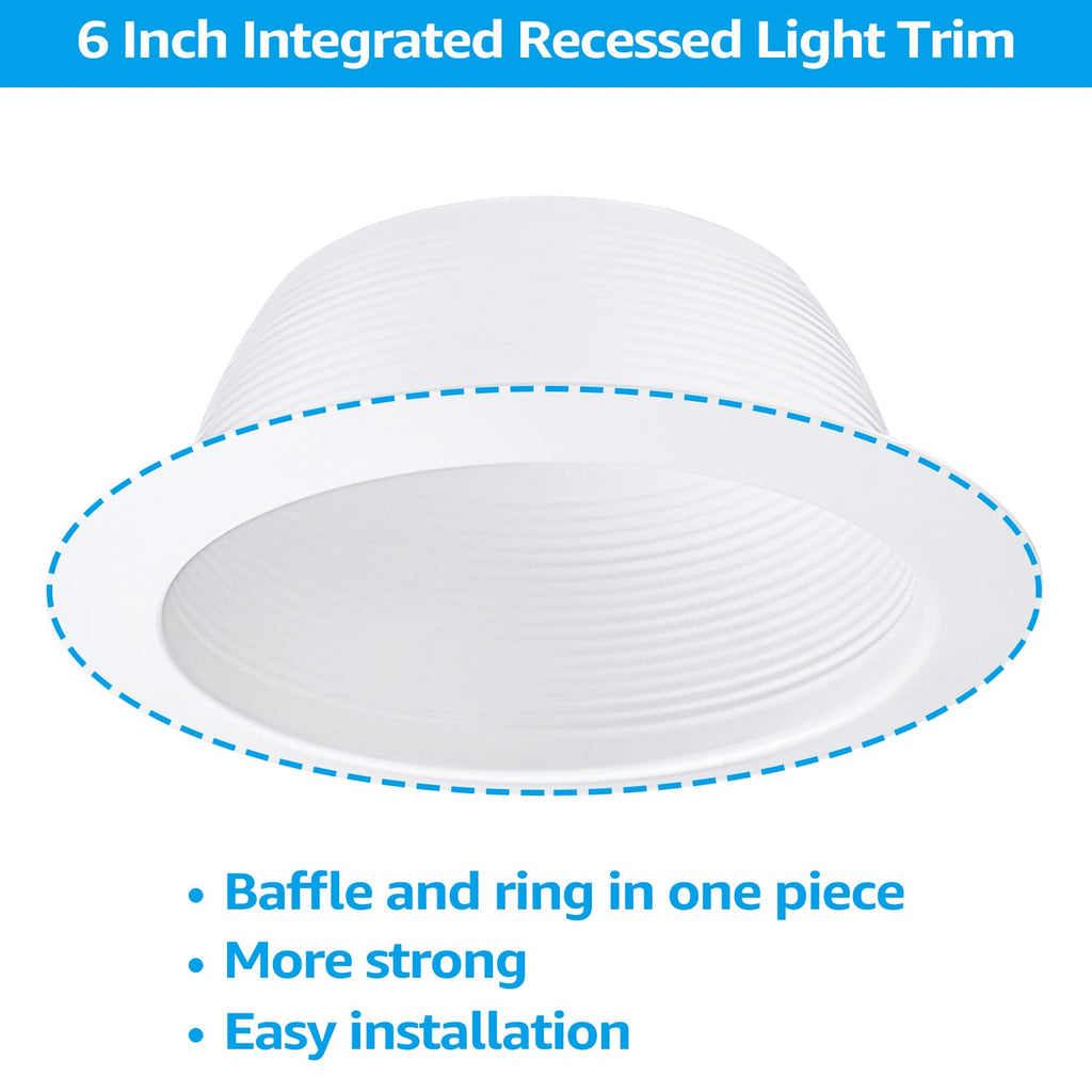 6 Inch Integrated Can Light Trim, White