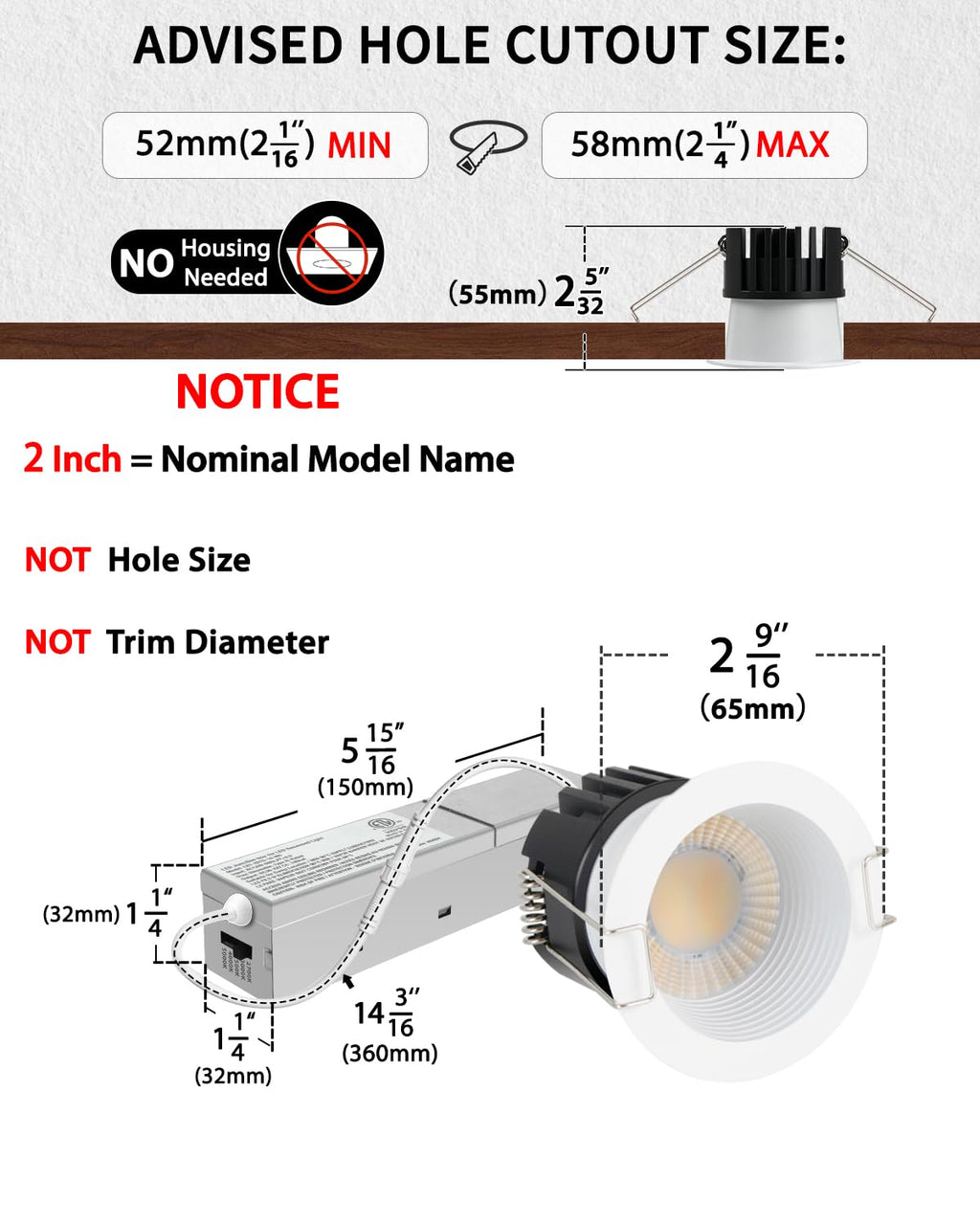12 Pack 2 Inch 5CCT Anti-Glare LED Downlight, Recessed Ceiling Light