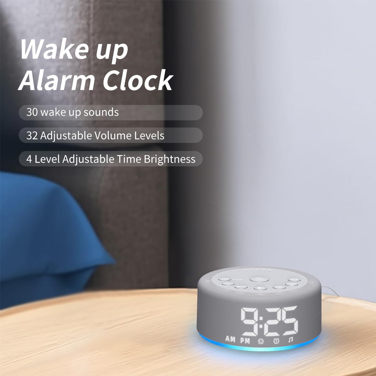 3 in 1: Sound Machine Alarm Clock Night Light White Noise Machine with 30 Sleeping Sounds for Baby Kids Adults 32