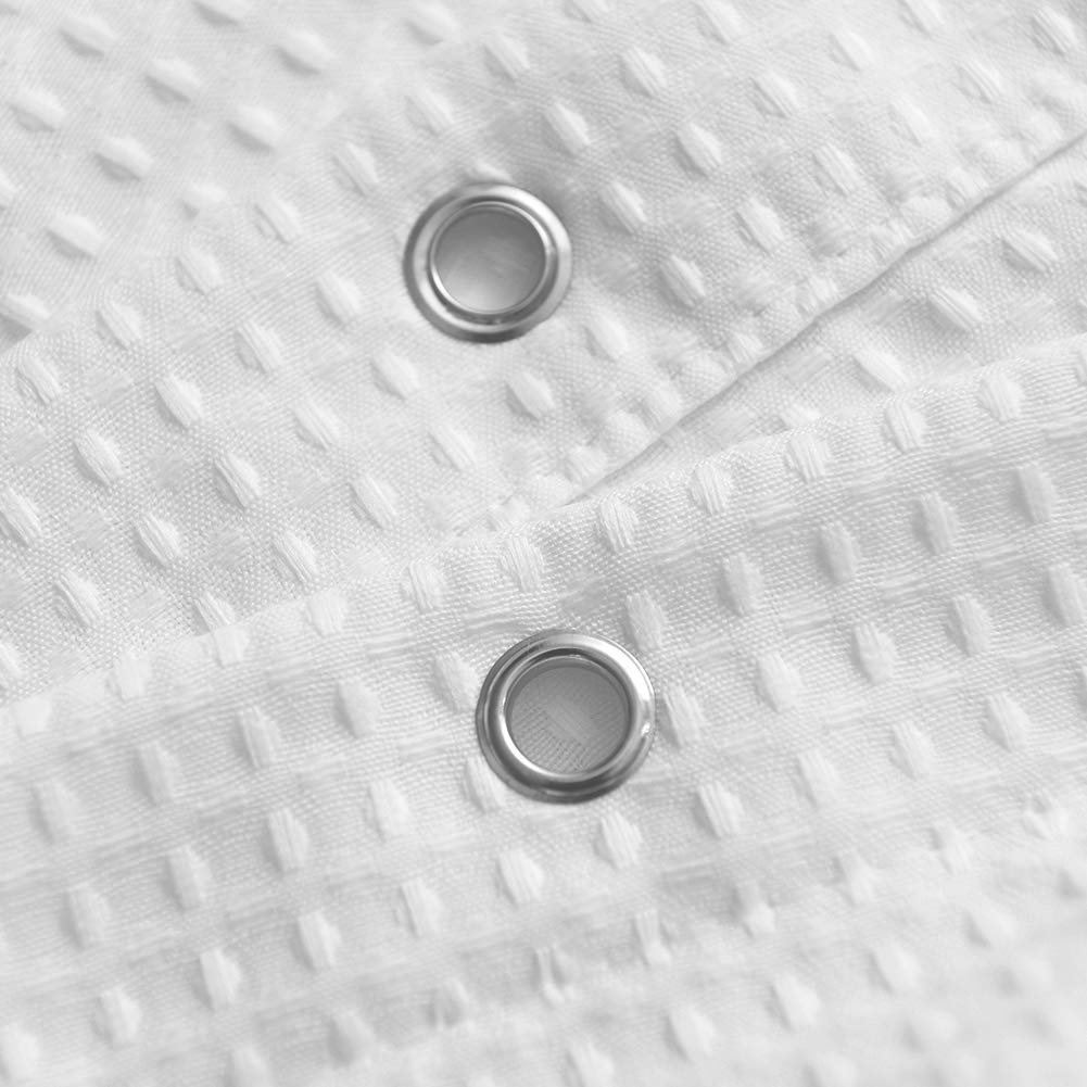54x78 Waffle Weave Long Stall Shower Curtain Fabric, White