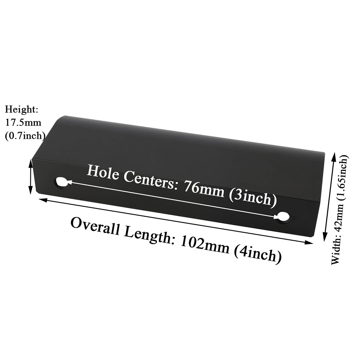 Black Cabinet Handles, Finger Pulls for Cabinet Edge Pulls 3 Inch 5 Pack | Tab Drawer Handles, Aluminum Alloy Flat