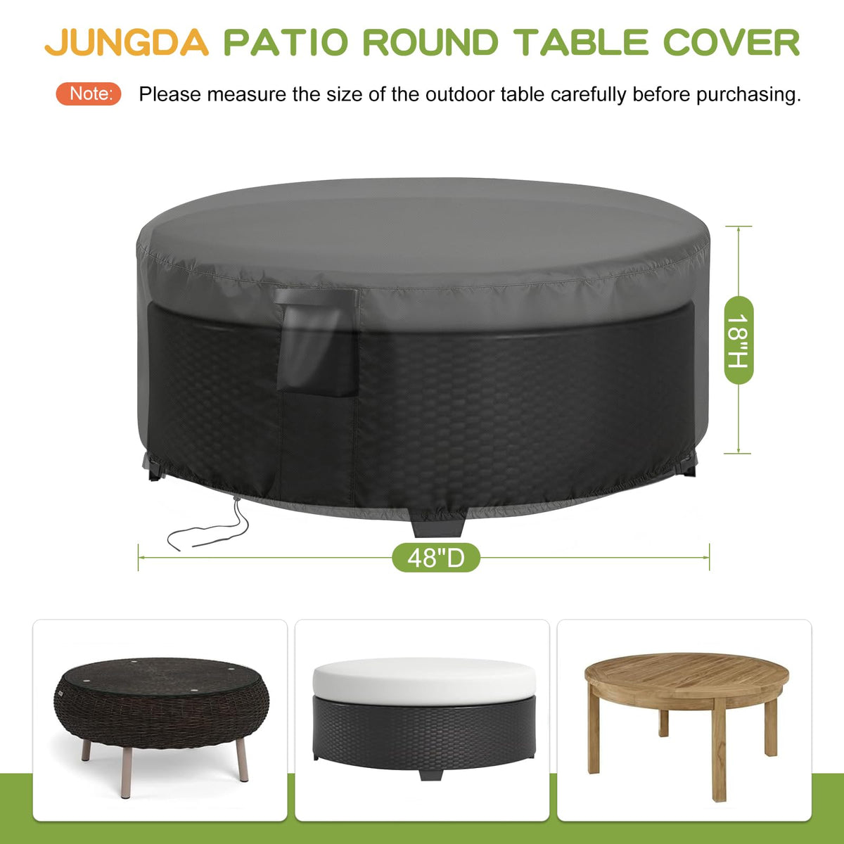Patio Furniture Cover Round for 48 Inch Outdoor Dinner Table