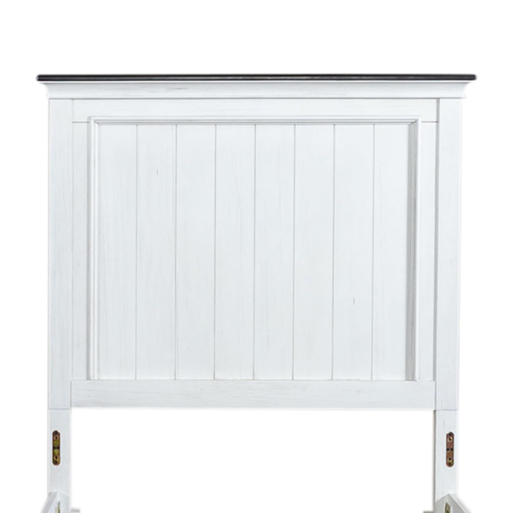 Allyson Park Panel Bed Cottage - Wirebrushed White w/Charcoal Tops