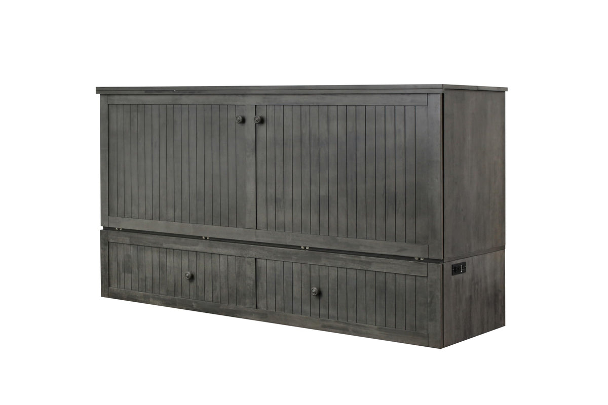 Murphybedz Tuscany Murphy Cabinet Chest Bed with Charging Station 6 Inch (Galaxy Grey, King)