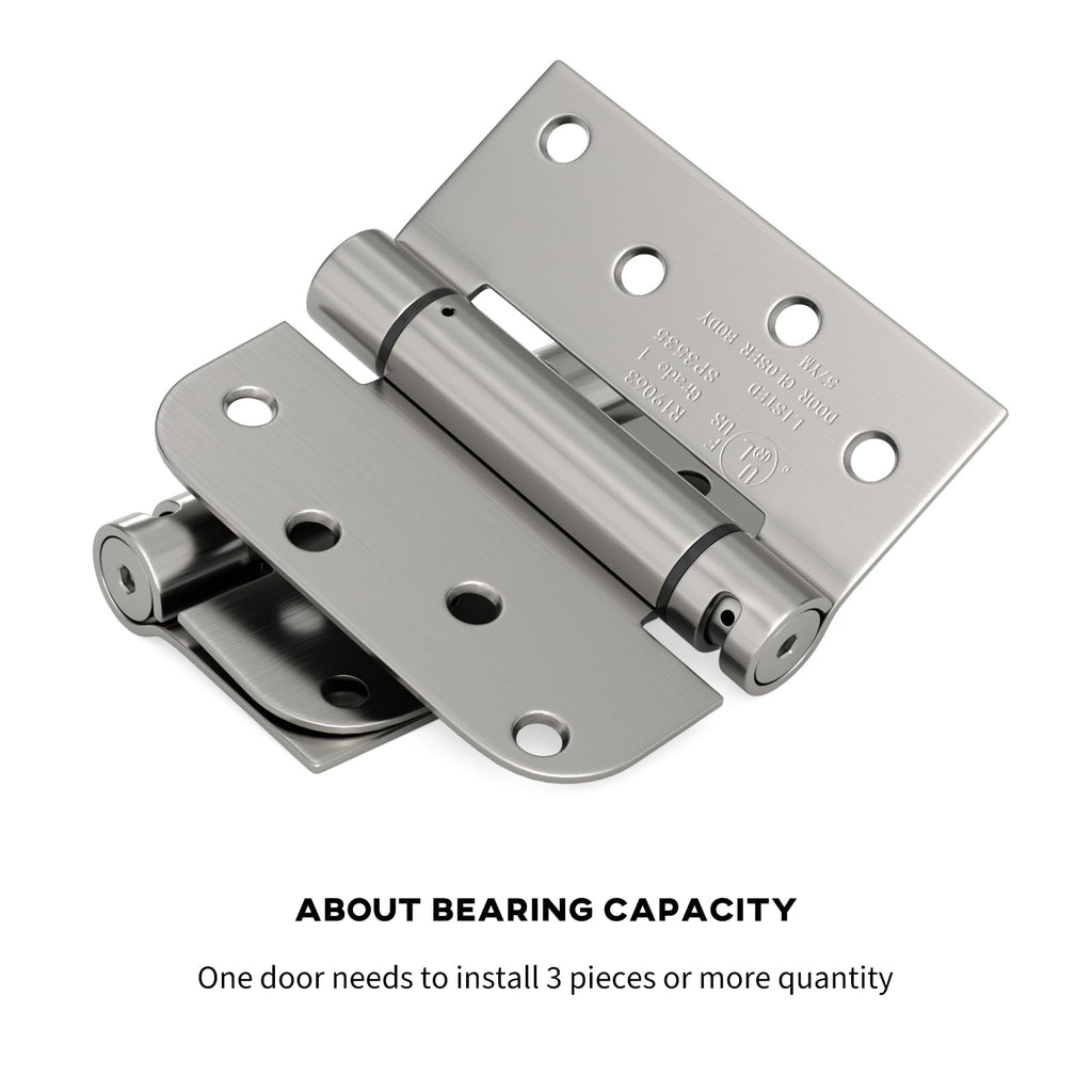 2 Pack Spring Hinges Satin Nickel 4" Square 5/8" Radius Corners
