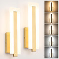 Hardwired Gold Dimmable Modern LED Wall Sconce 2 Packs 3000K 3500K 4000K 5000K 6000K Indoor Wall Lights Up and Down