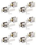 6 Pack Brushed Nickel Keyed Alike Front/Exterior Door Lever with Single Cylinder Deadbolt, Square Entry Door Knob