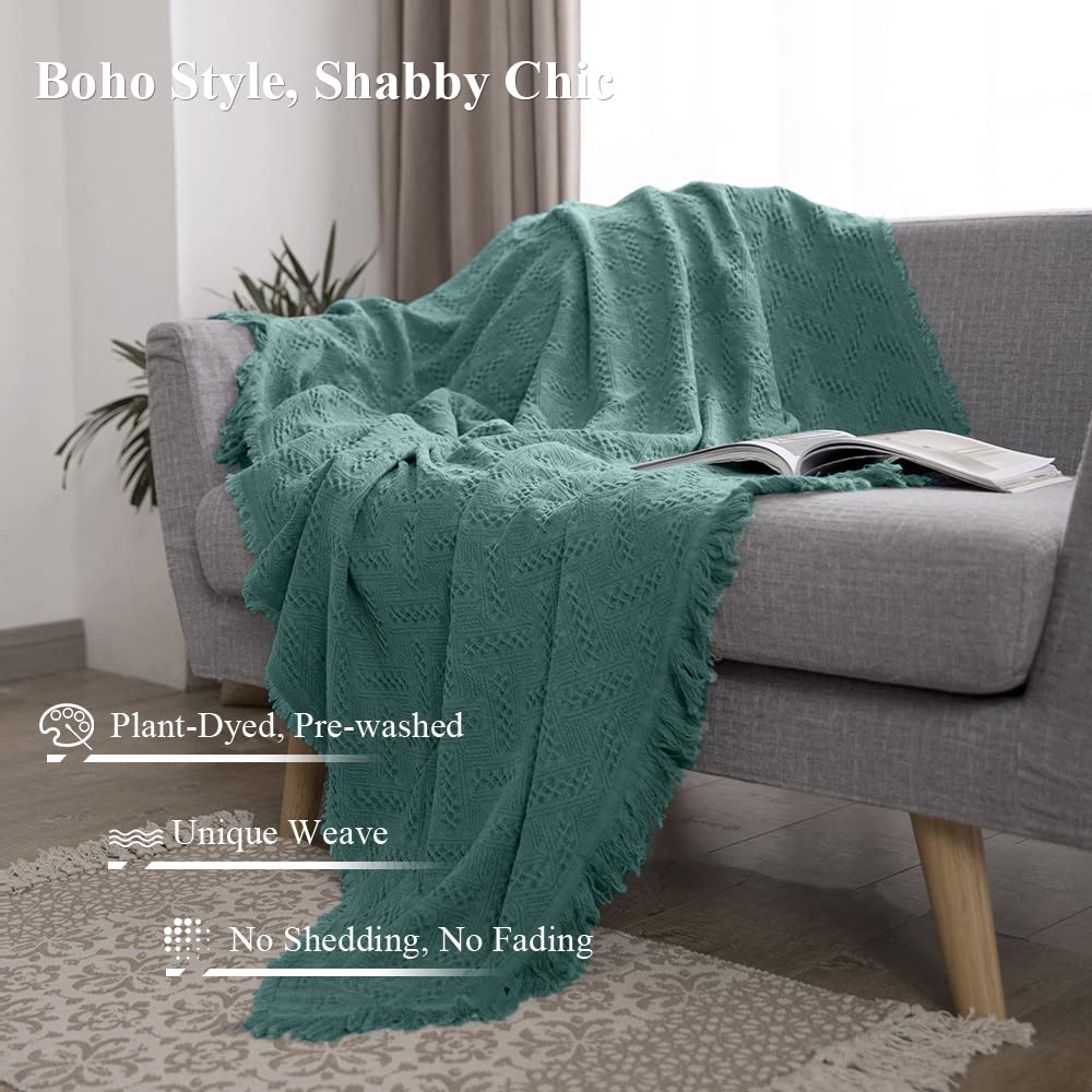 100% Cotton Throw Blanket for Bed, Couch