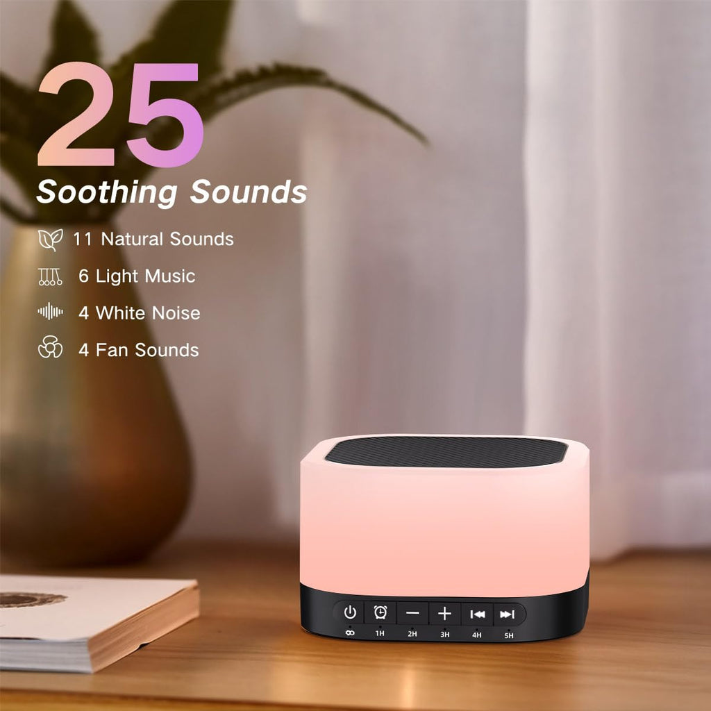 Sound Machine White Noise Machine with 25 Sounds, 12 Colors Light with 10 Adjustable Levels 32 Adjustable Volumes 5 Timers