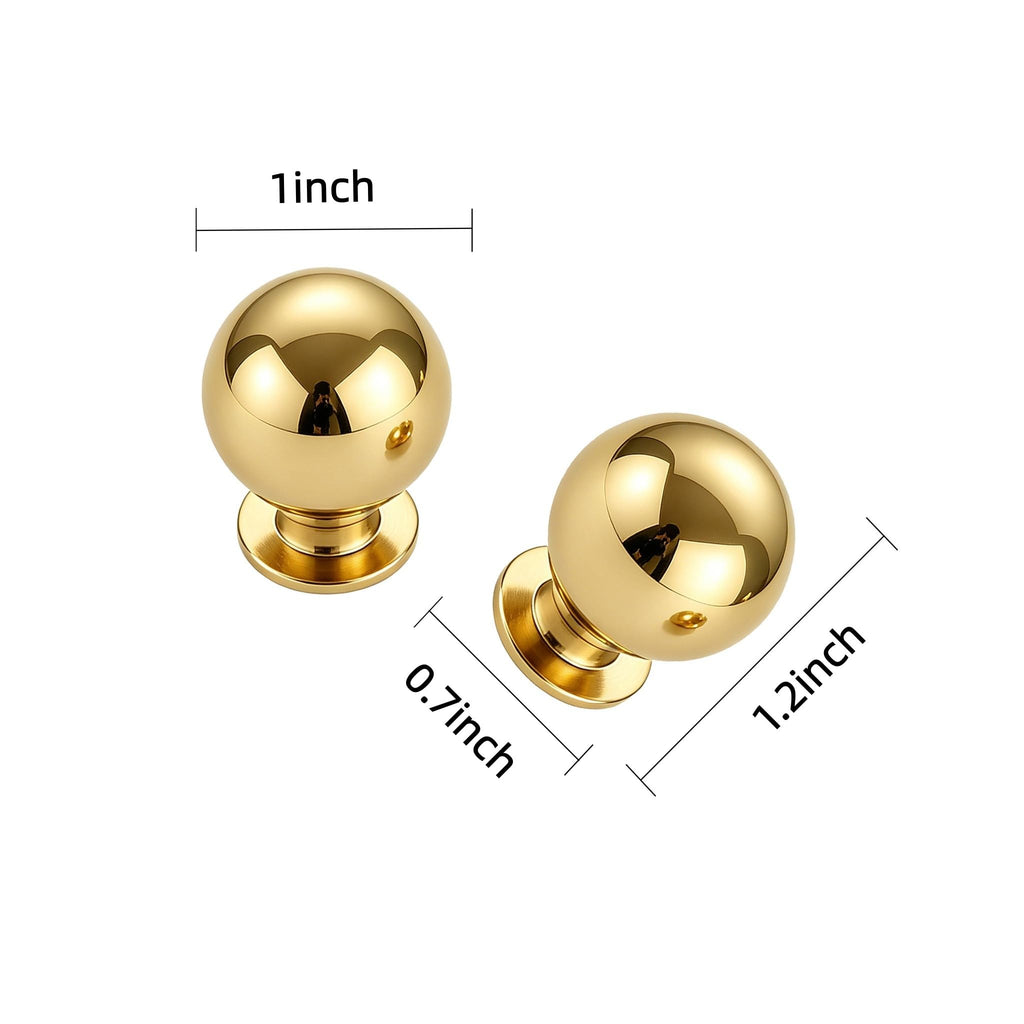 5 Pack 1 inch Unlacquered Brass Cabinet knobs, 100%-Solid-Brass knobs, Round Cabinet Pulls. Suitable for