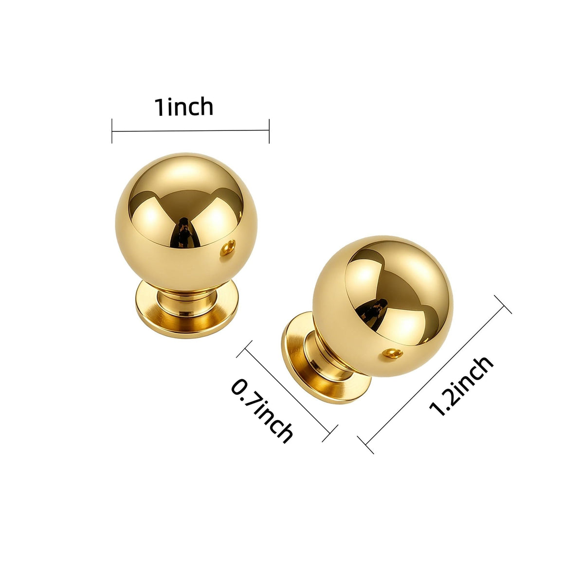 5 Pack 1 inch Unlacquered Brass Cabinet knobs, 100%-Solid-Brass knobs, Round Cabinet Pulls. Suitable for