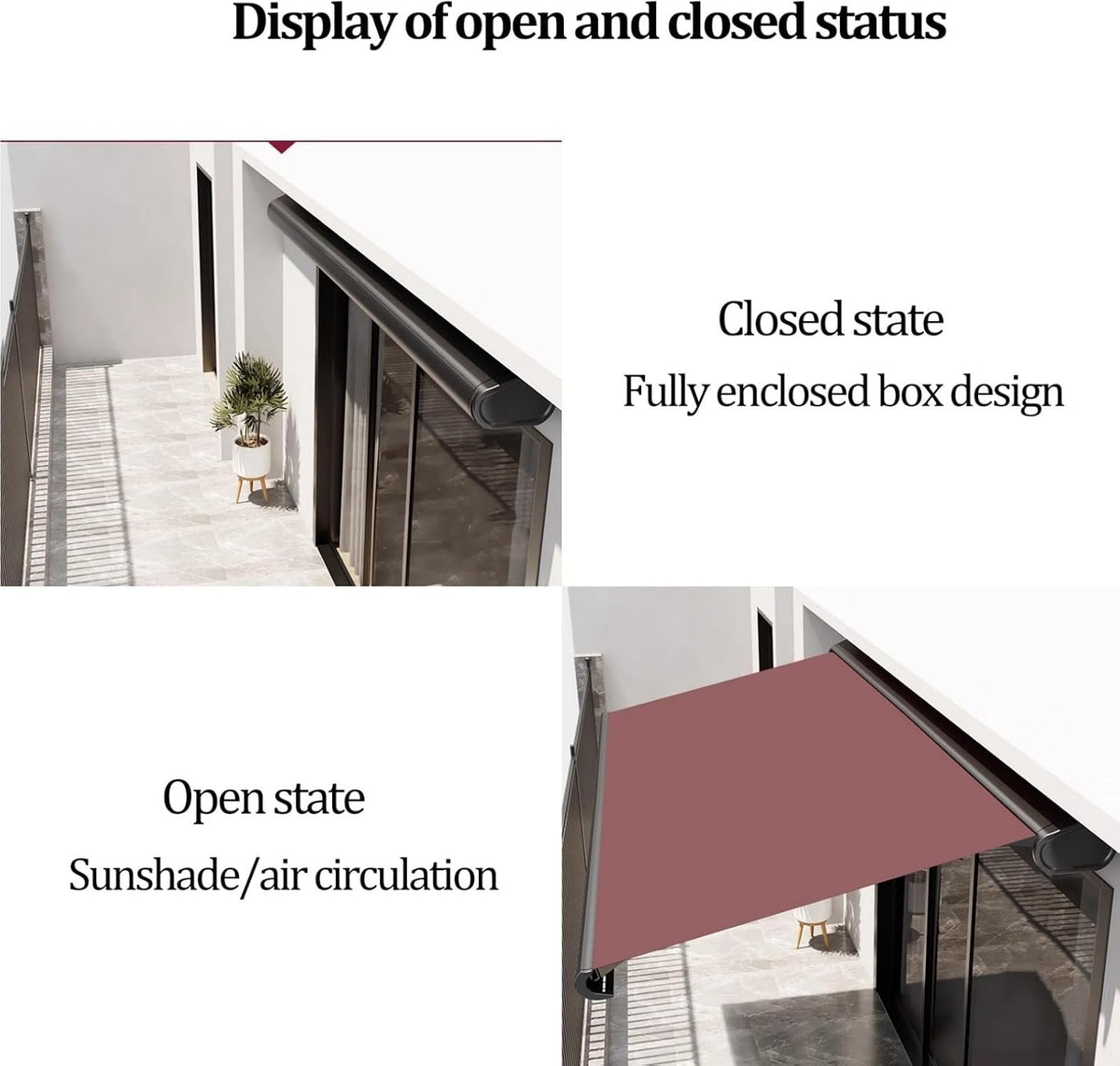 Outdoor Motorized Retractable Awning, Full Cassette Aluminum Patio Canopy with Remote Control for Deck, Backyard