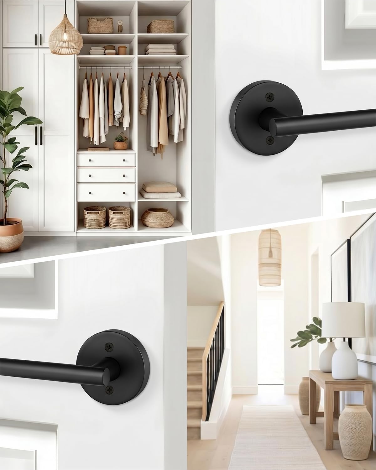 Black Door Handle Interior,Dummy Door Levers for Closets 1 Pack