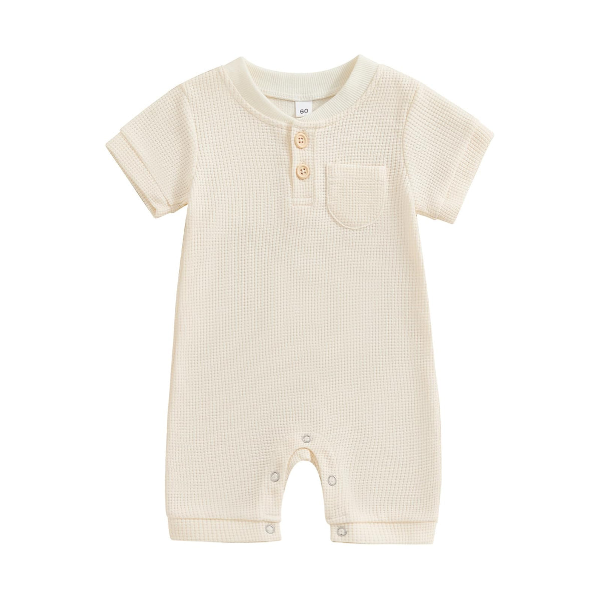 Newborn Baby Boy Girl Clothes Button Solid Short Sleeve Romper Jumpsuit Basic One Piece Outfits Baby Neutral Clothing