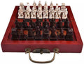 Retro Vintage Chinese Terracotta Warriors Chess Set Board Game Set Gift Friends Family 32 Chess Set Wood Table 3D - Set of 32