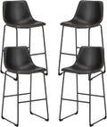 Counter Height Bar Stools Set of 4, 30 inch Height Stool Faux Leather Barstools with Back, Armless