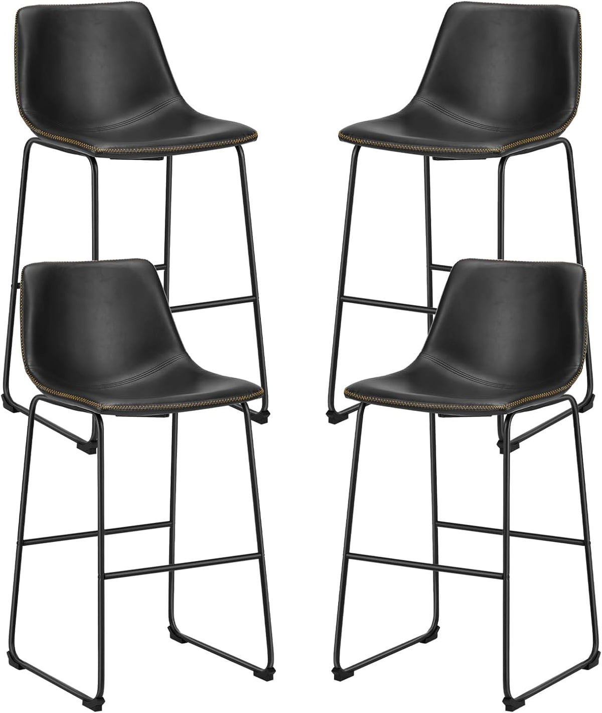 Counter Height Bar Stools Set of 4, 30 inch Height Stool Faux Leather Barstools with Back, Armless