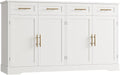 60" Large Buffet Sideboard with Storage, 36" Tall Kitchen Buffet Storage Cabinet with 4 Drawers