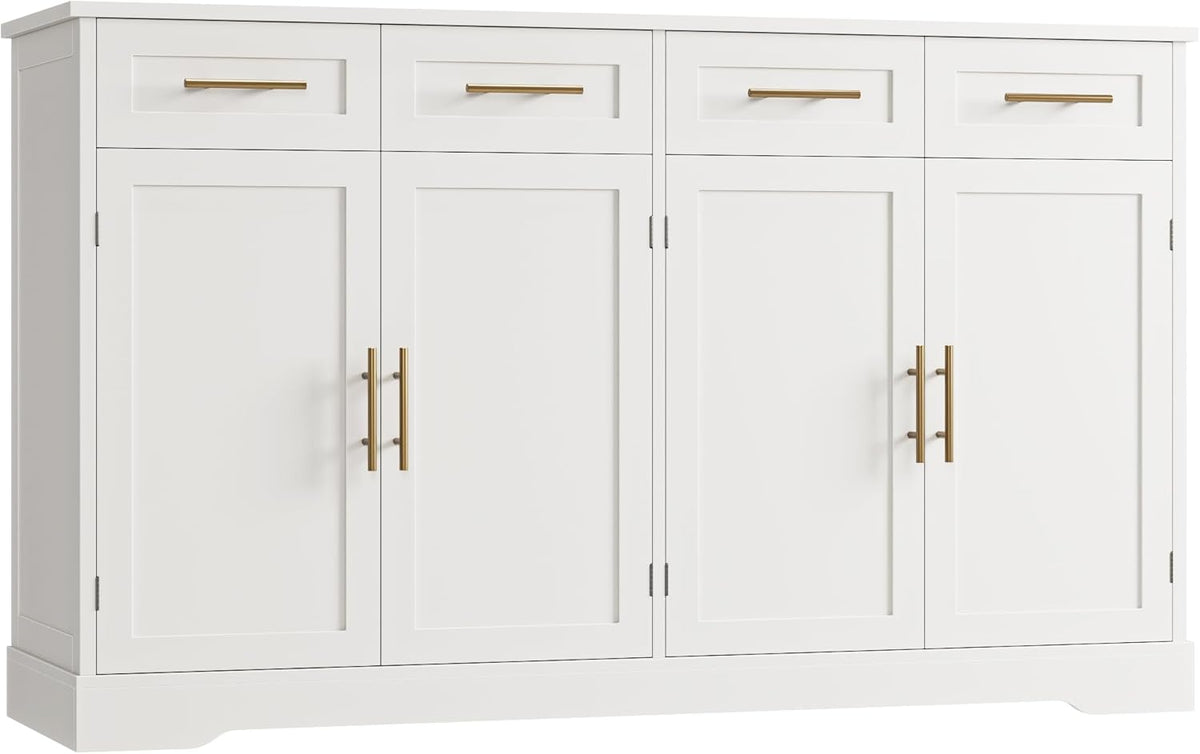 60" Large Buffet Sideboard with Storage, 36" Tall Kitchen Buffet Storage Cabinet with 4 Drawers