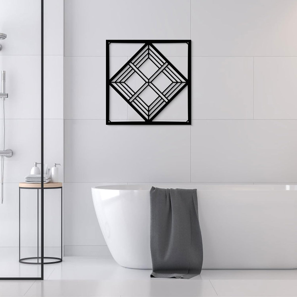 Black Metal Wall Art - Geometry Minimalist 3D Textured Abstract Sculptures Wall Art Office Garden Bedroom Bathroom - Set of 20