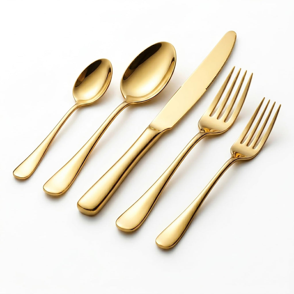 20-Piece Gold Silverware Set, Stainless Steel Flatware Set Service for 4