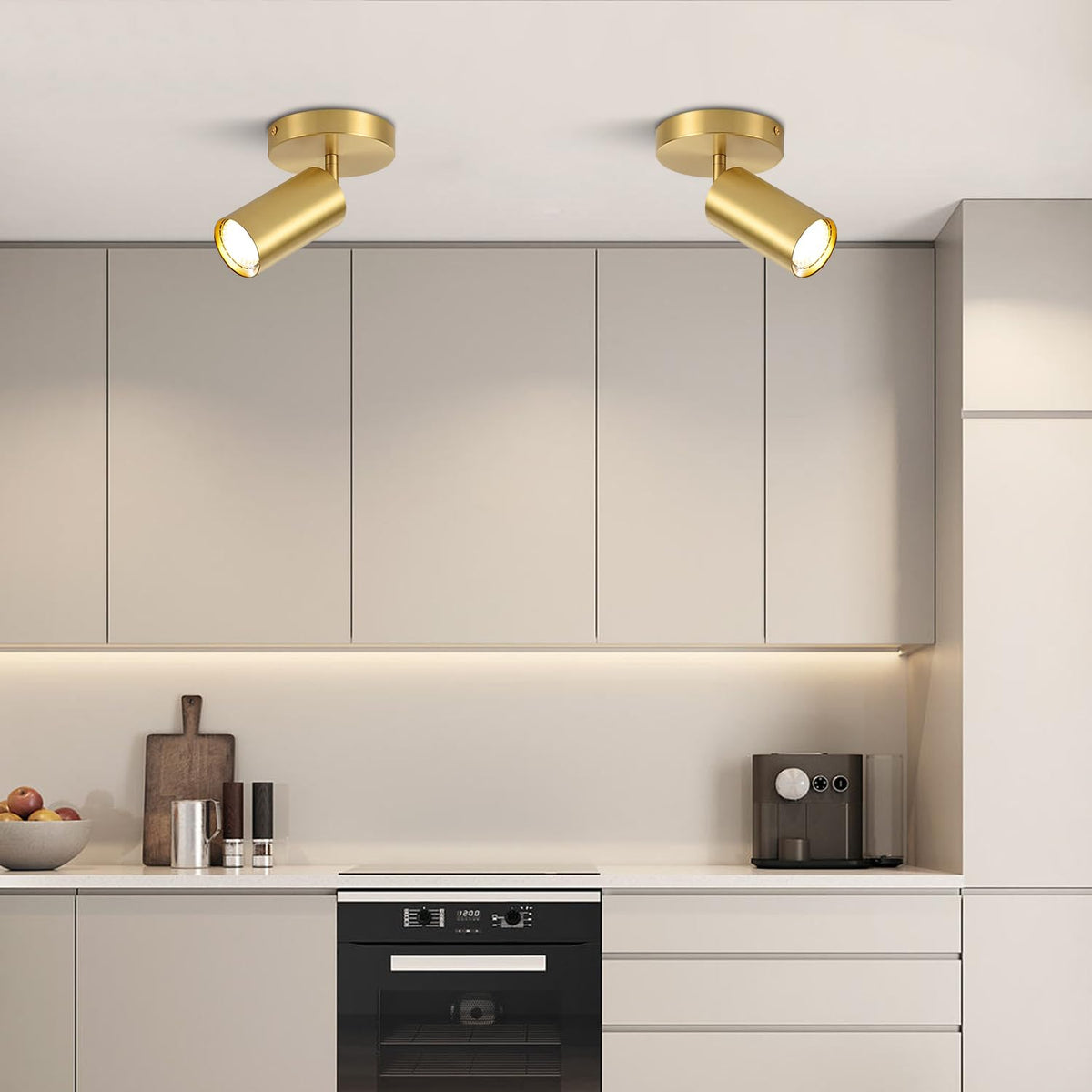 Modern LED Track Lighting Kit Brushed Gold Spotlight Fixtures Ceiling Mount Indoor Matte Brass Ceiling Spot