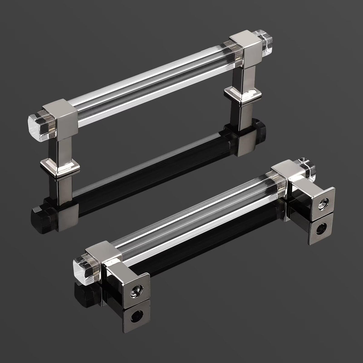 Acrylic Cabinet Handles & Pulls 5" Hole Centers Square 10 Pack