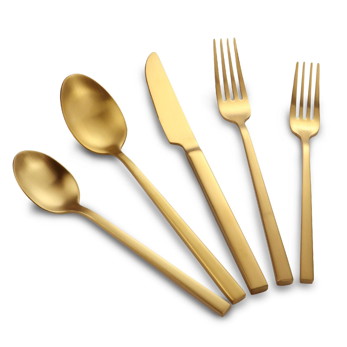 Matte Gold Silverware Set Cuboid Handle 20 Pieces Service for 4