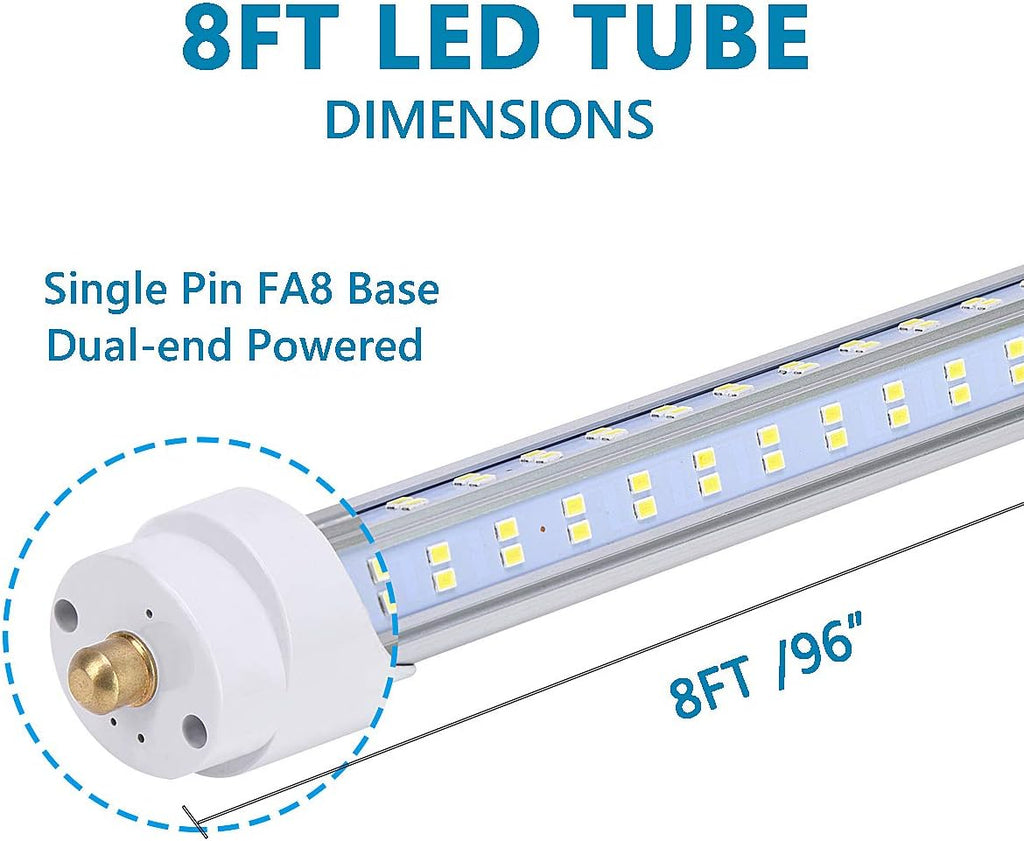 (10-Pack),8 Foot LED Bulbs,120W 19000lm 6000K Cold White, Super Bright, T8 T10 T12 LED Tube Lights, V Shaped 8FT LED