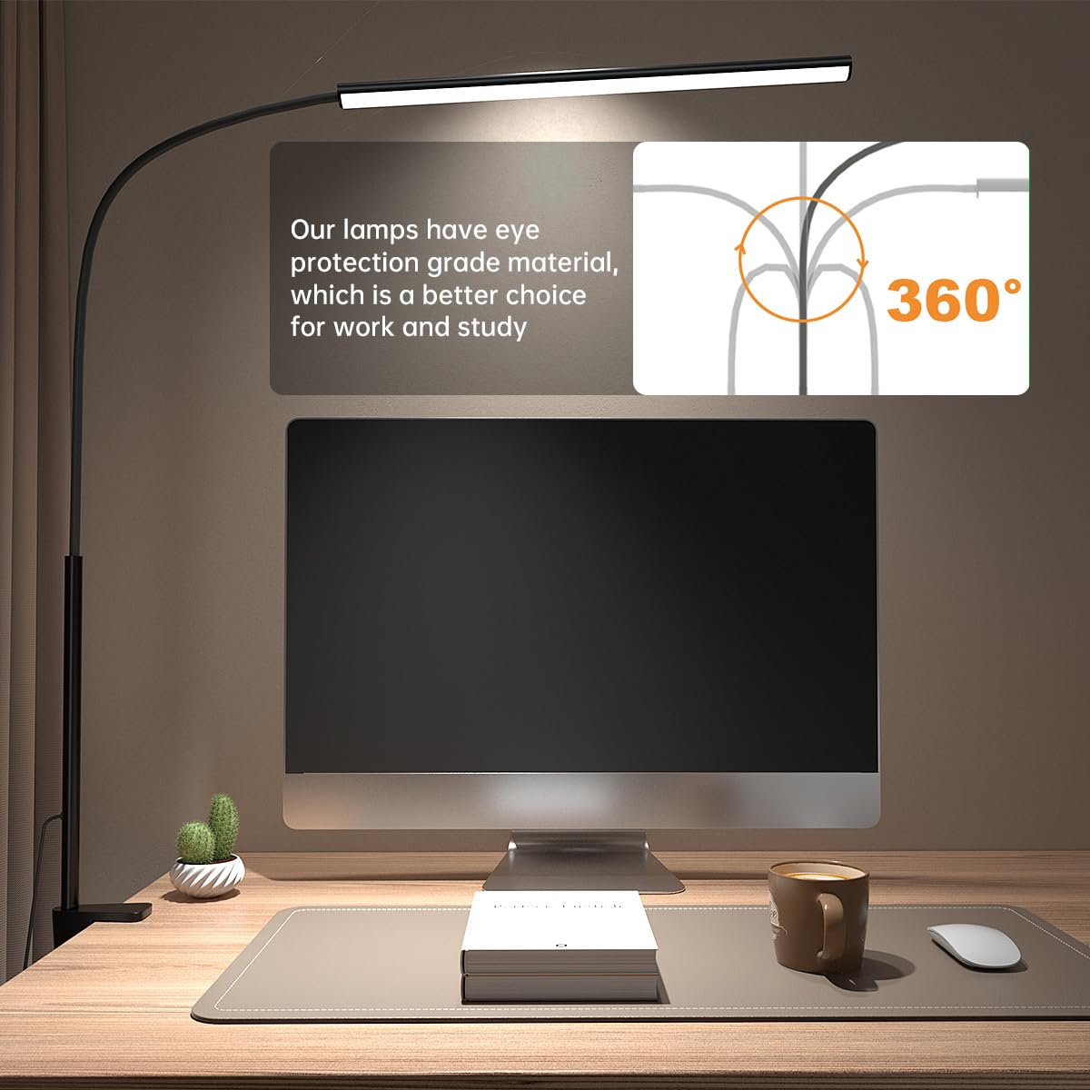 LED Desk Lamp with Clamp, 1200 Lm Eye-Caring Desk Light,Pro