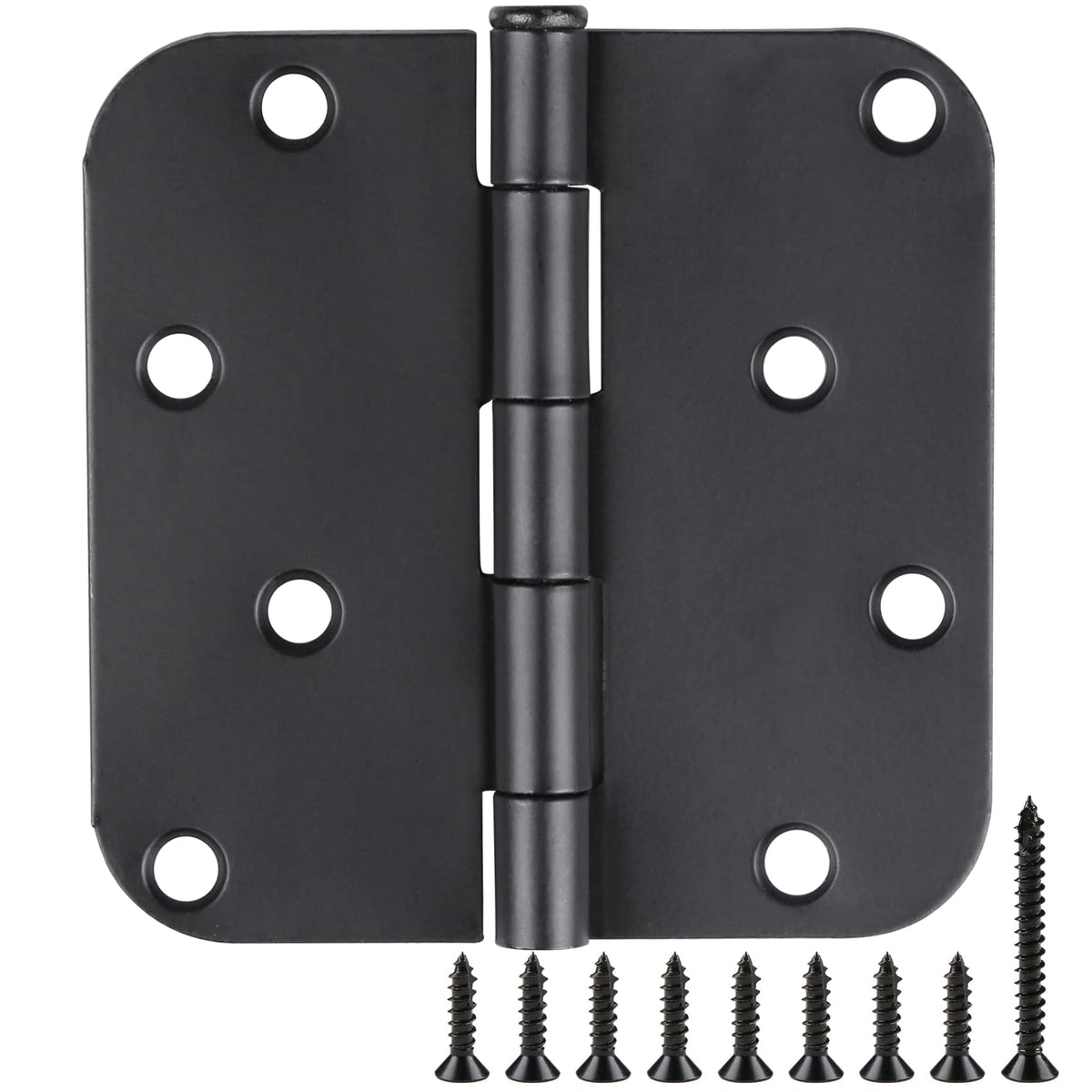 12 Pack Exterior Black Door Hinges 4 Inch Rounded Edge 5/8" Radius
