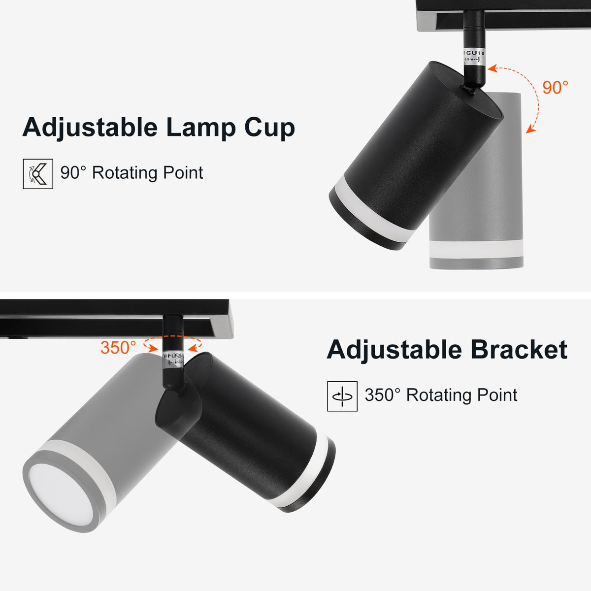 Track Lighting Fixtures Ceiling, GU10 Black Led Ceiling Spotlight