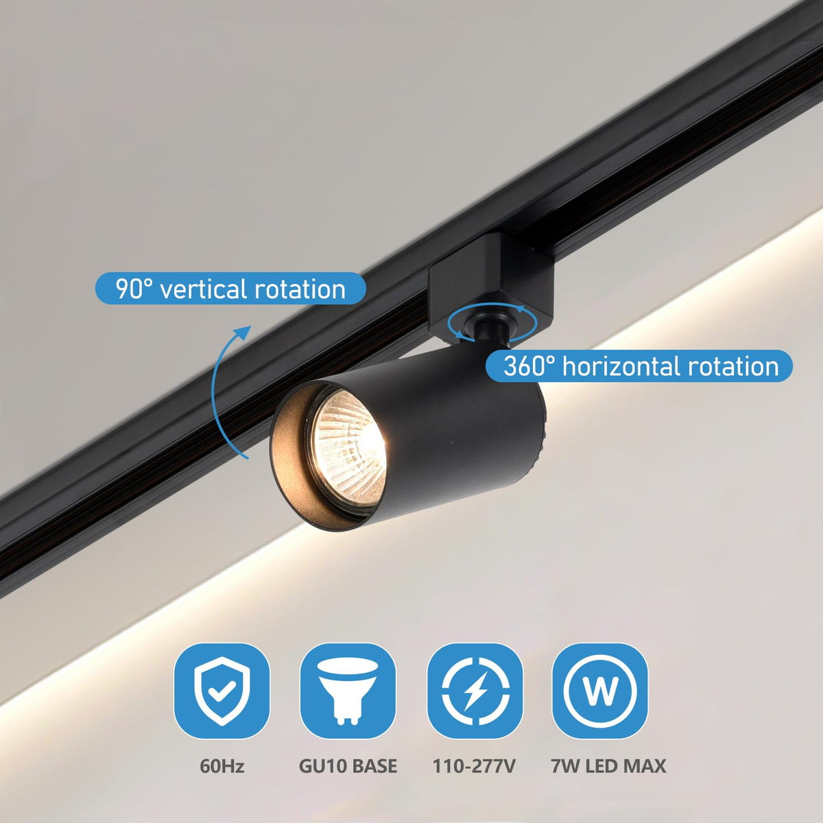 Plug in Track Lighting with Power Cord, GU10 Track Lighting Kit with Track Rail, Modern Kitchen LED Track
