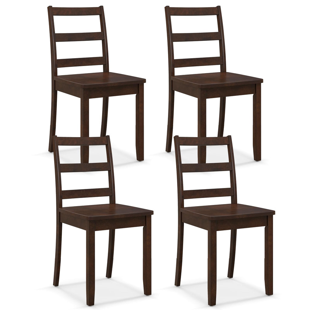 Wood Dining Chairs Set of 4 Walnut- Wooden Armless Kitchen Chairs with Solid Rubber Wood Legs, Non-Slip Foot Pads